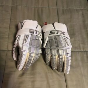 STX Lacrosse Gloves in White and Silver ( limited edition)
